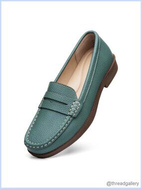 Leather Penny Loafers Slip On Business Casual Dress Shoes Lightweight Flats